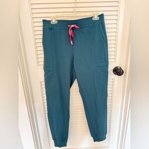 Figs Teal Pants with Pink Accents